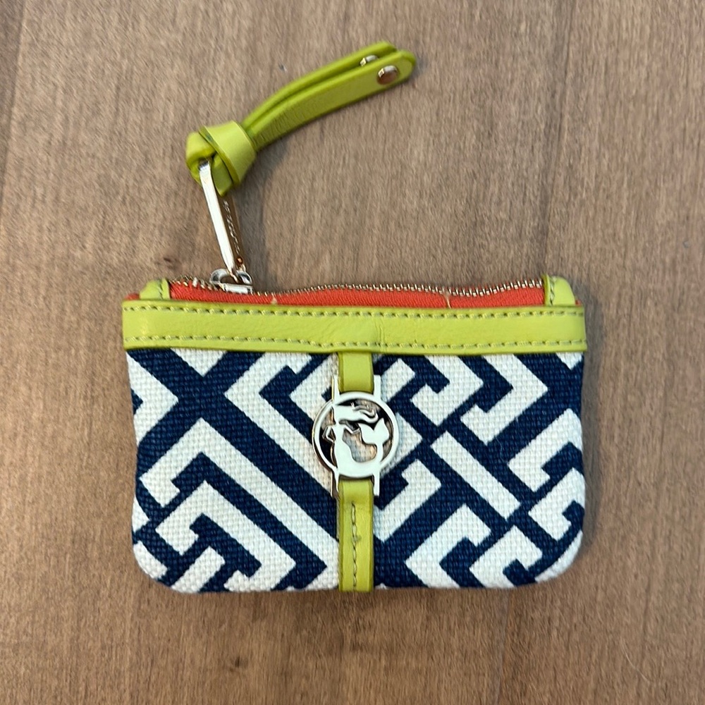 Spartina 449 Linen & Leather Coin Purse / Card Wallet - Picture 1 of 4